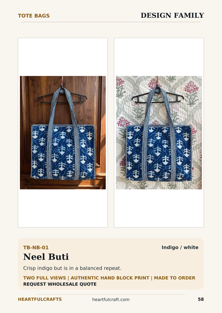 Hand block printed tote bags