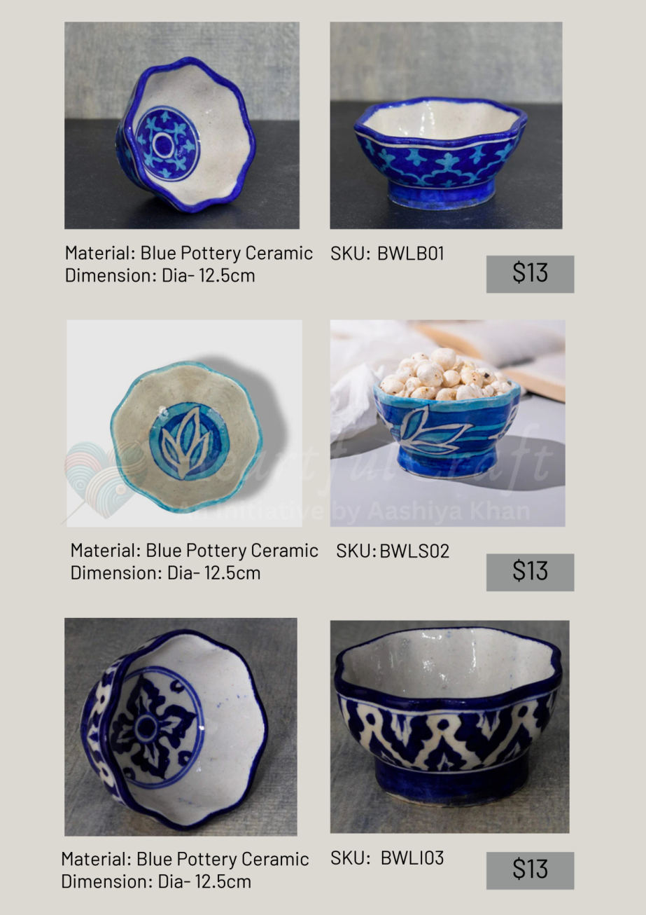 Blue pottery bowls