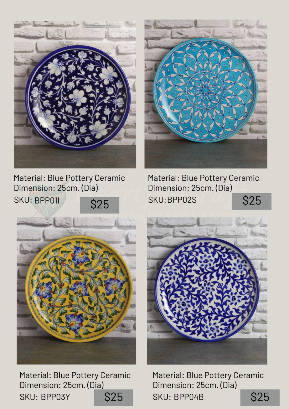 Blue pottery wall plates