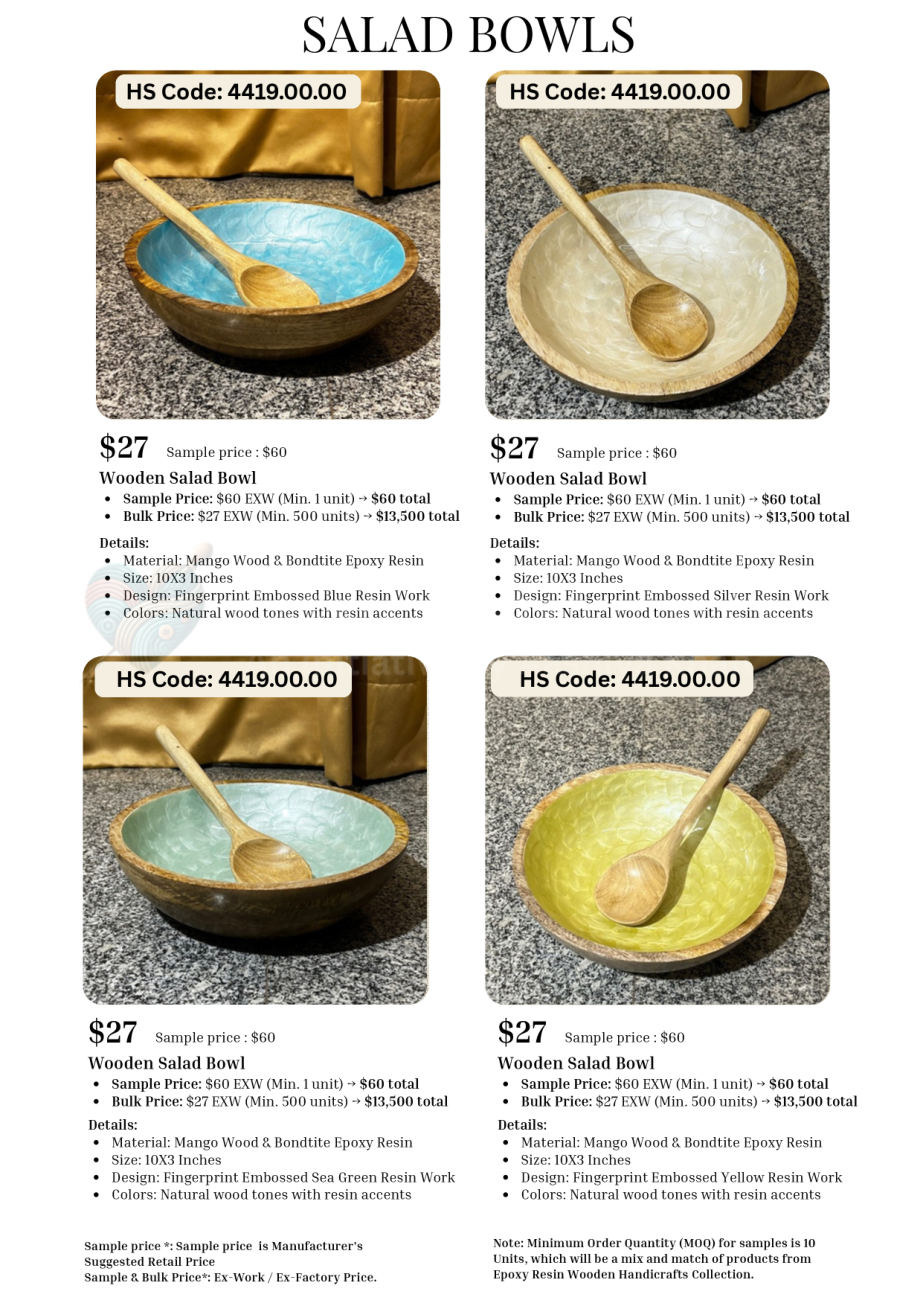 Resin wooden salad bowls