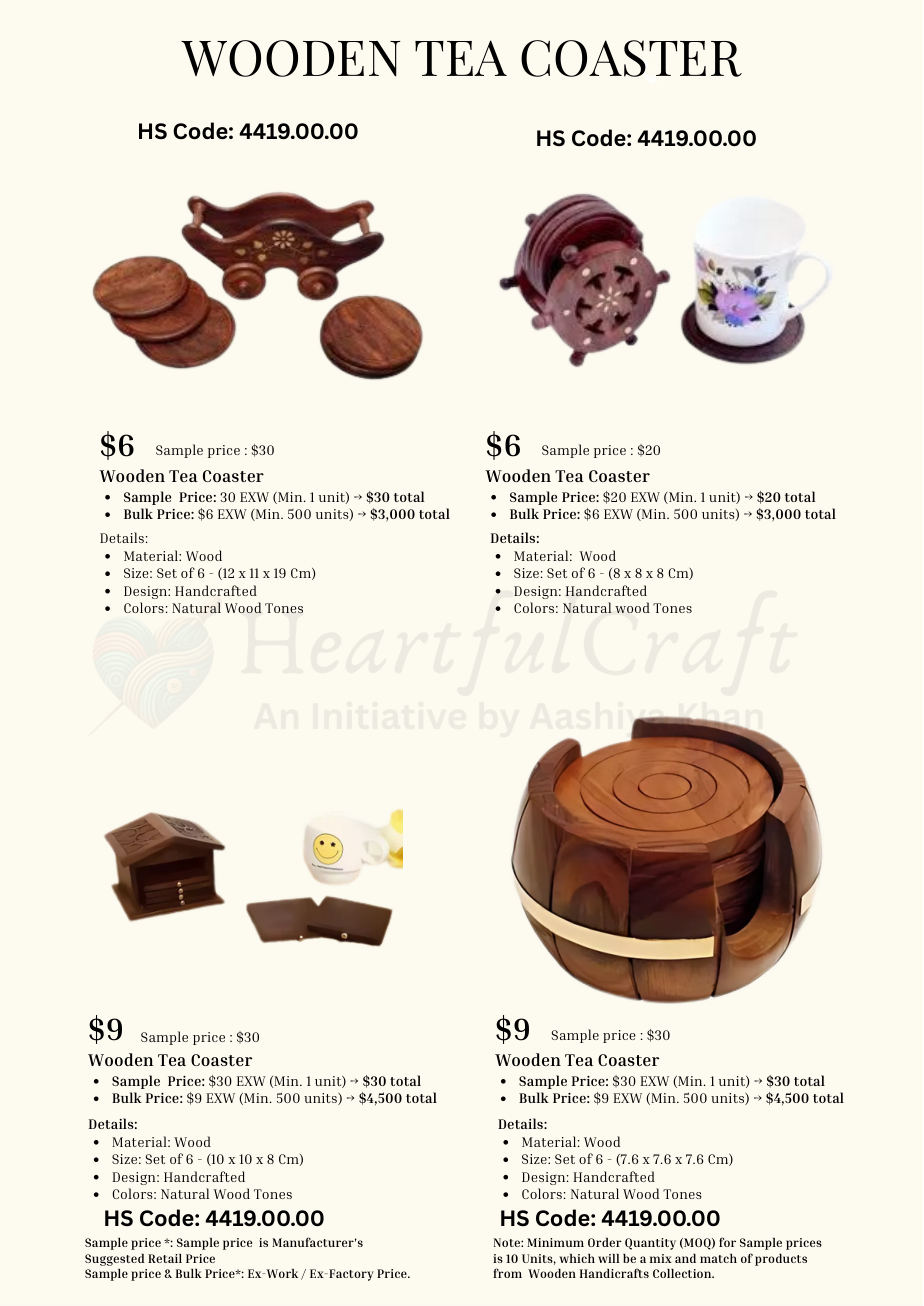 Wooden tea coasters